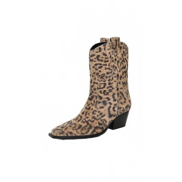 NEW FREE PEOPLE women's cat nap cowboy boots in leopard suede
